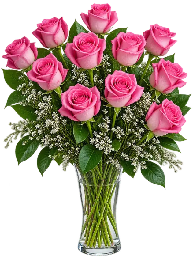 Pink roses arranged for anniversary celebrations and special occasions