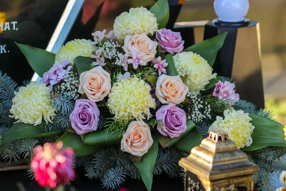 Colorful funeral flowers arranged for a Brentwood, PA service